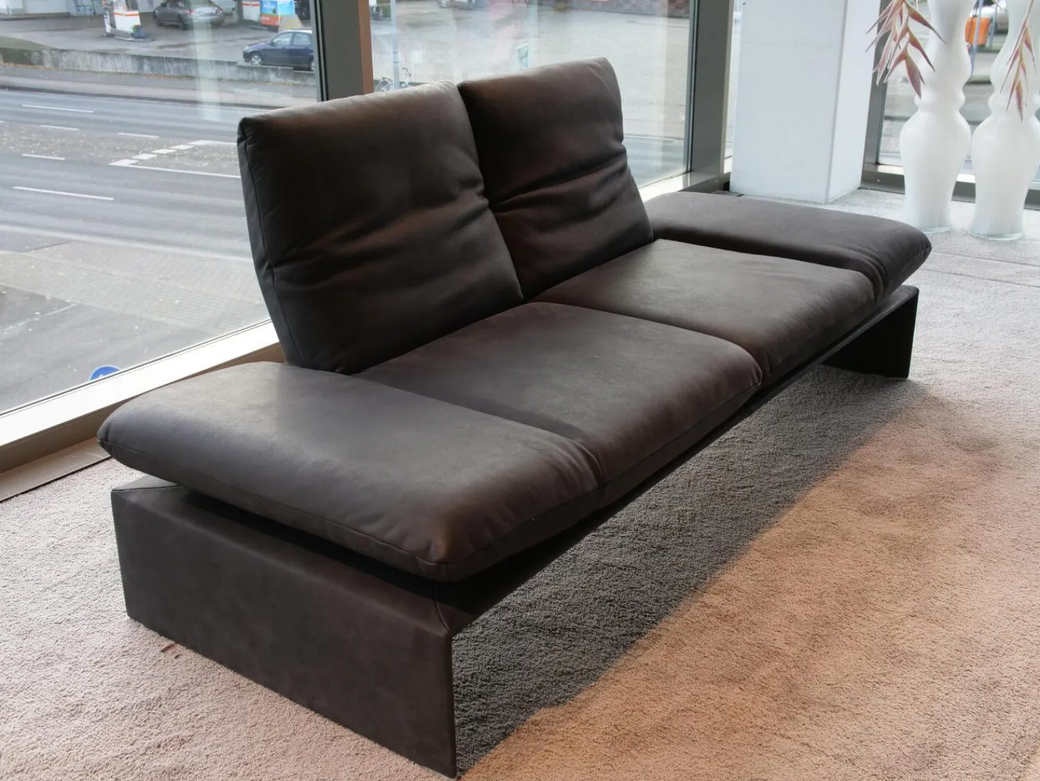 Koinor 2-Sitzer-Sofas|Sofa Harriet Leder A India Omega Schwarz Metallfuß Matt Satiniert