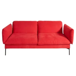 Bielefelder Werkstätten 2-Sitzer-Sofas|Sofa Heaven Bezug Stoff Hot Madison Reboot CH1249 706 Rot Füße Matt Lackiert Schwarz Mit Zwei Abklappbaren Armlehnen