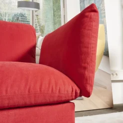 Bielefelder Werkstätten 2-Sitzer-Sofas|Sofa Heaven Bezug Stoff Hot Madison Reboot CH1249 706 Rot Füße Matt Lackiert Schwarz Mit Zwei Abklappbaren Armlehnen