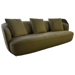 Walter Knoll 2-Sitzer-Sofas|Sofa Ishino Elen Leder 1391 Linen Grün Sockel Schwarz Lackiert