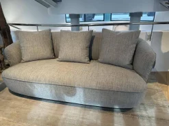 Walter Knoll 2-Sitzer-Sofas|Sofa Ishino Stoff Togba Pebble Grau Meliert Rücken Leder Congress 1441 Basalt Schwarz Sockel Schwarz Lackiert Inklusive Kissen