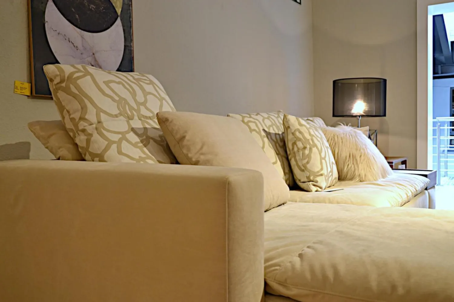 Signet Ecksofas|Sofa Isla Milan Stoff Hipo Natur Creme Schlaffunktion