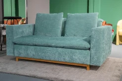 Signet 2-Sitzer-Sofas|Sofa Isla Stoff Abby Petrol Blau Gestell Eiche Geölt