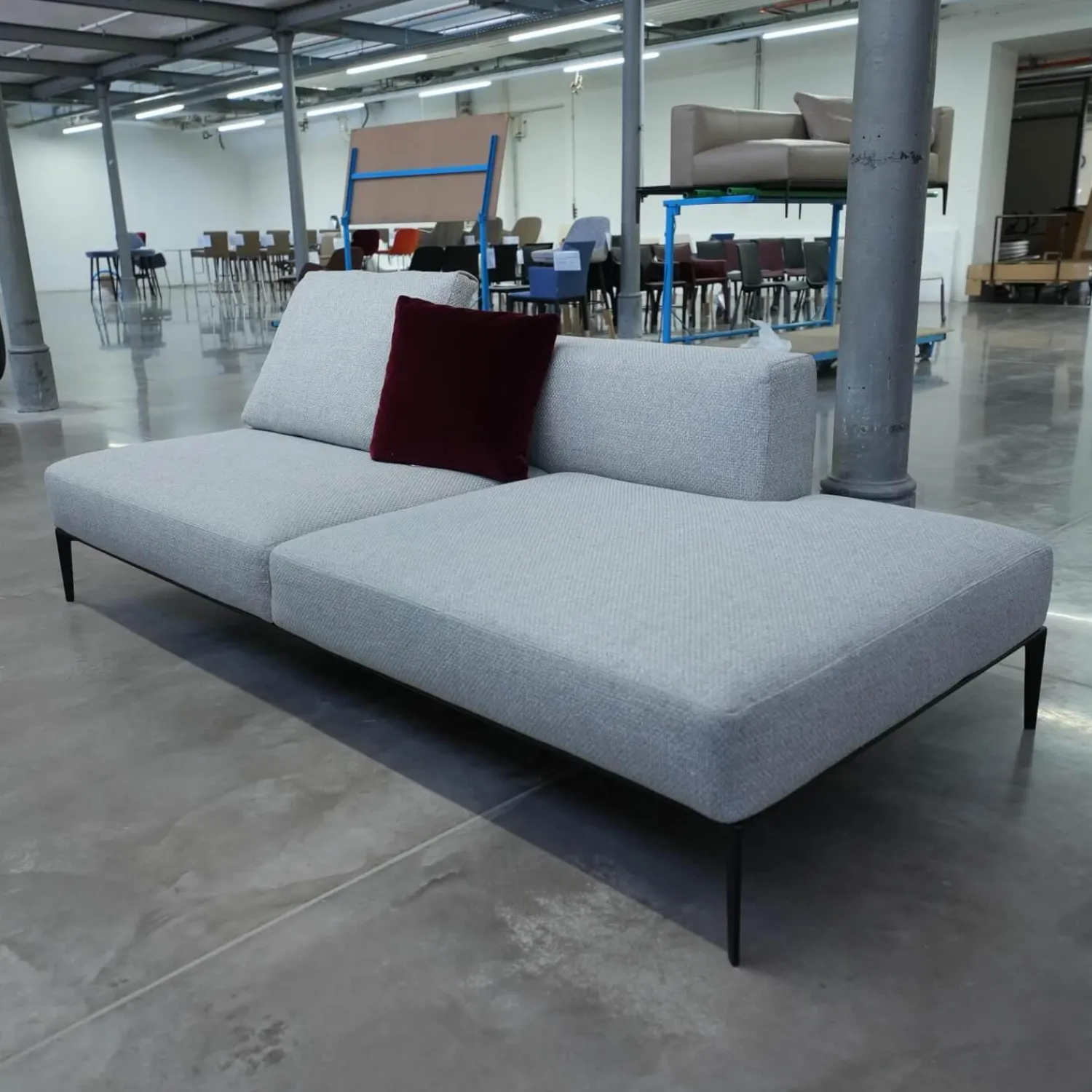Walter Knoll Daybeds & Recamieren|Sofa Jaan Living 783 Bezug Stoff Carré 7823 Moonlight Grau Gestell Aluminium Matt Pulverbeschichtet Schwarz