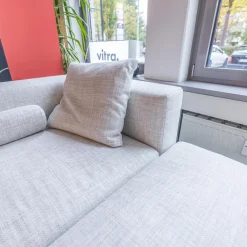 Walter Knoll Ecksofas|Sofa Jaan Living Bezug Stoff Duala 7674 Off-White Weiß Grau Untergestell Schwarz Pulverbeschichtet Matt Inklusive Kissen Und Ablageboard