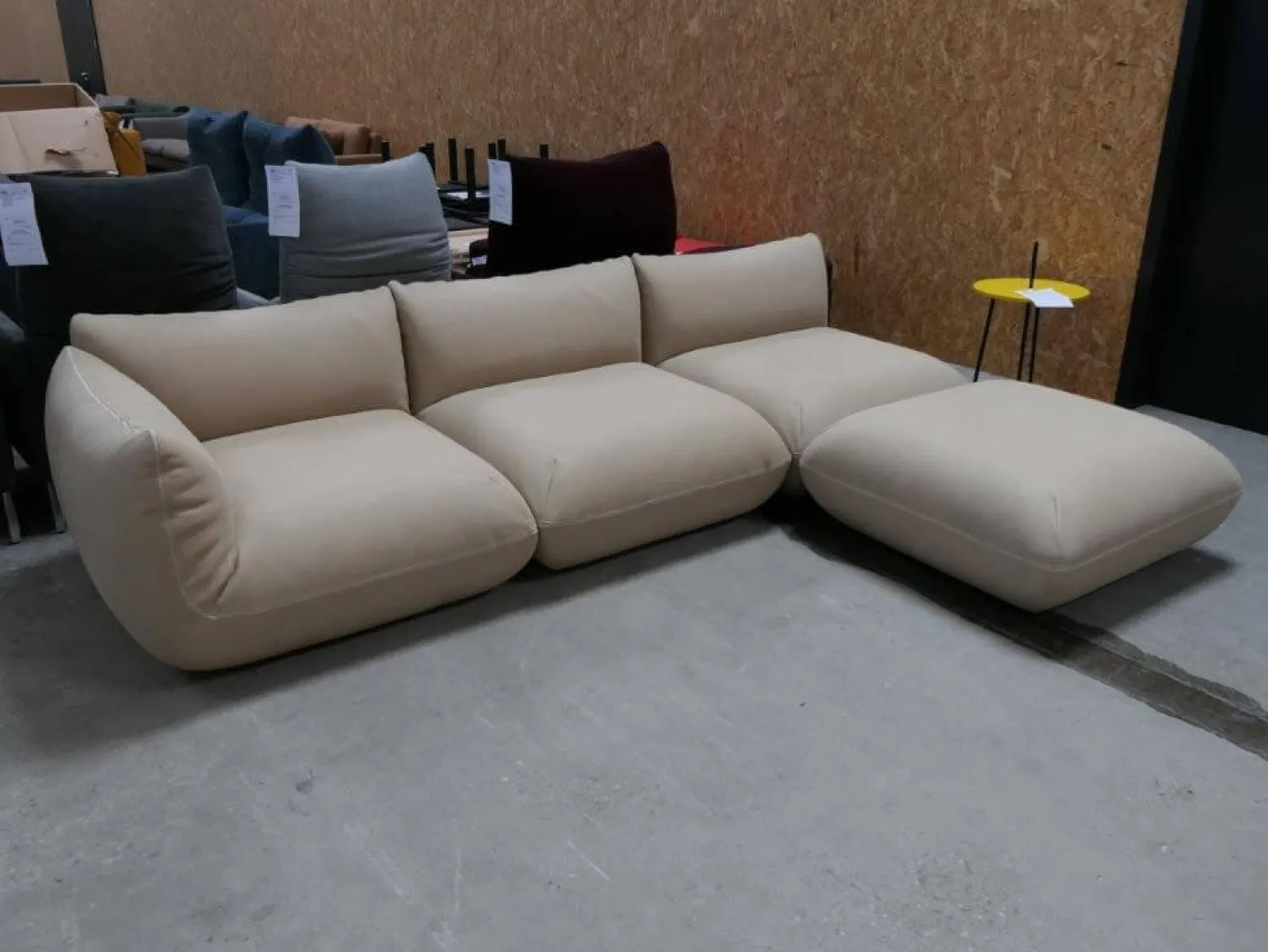 COR Ecksofas|Sofa Jalis 21 Leder 420 Sand Beige Nahtband 5090 Sand Beige Inklusive Hocker