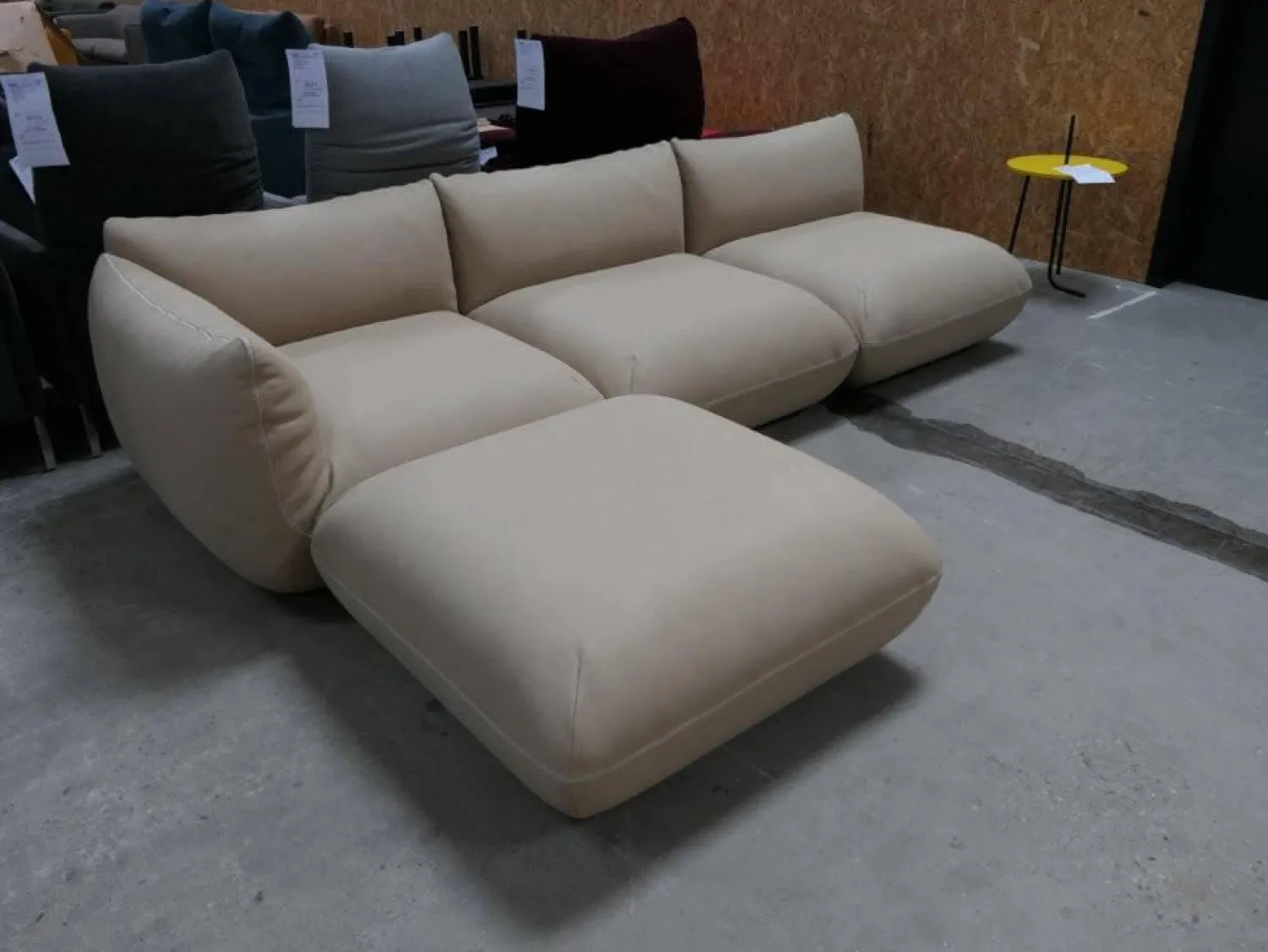 COR Ecksofas|Sofa Jalis 21 Leder 420 Sand Beige Nahtband 5090 Sand Beige Inklusive Hocker