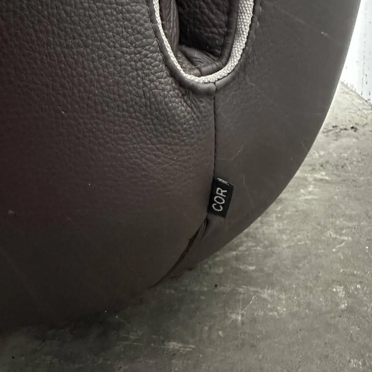 COR 3-Sitzer-Sofas|Sofa Jalis 21 Leder 246 Schoko Grau Braun Nahtband 5095 Kitt