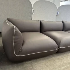 COR 3-Sitzer-Sofas|Sofa Jalis 21 Leder 246 Schoko Grau Braun Nahtband 5095 Kitt