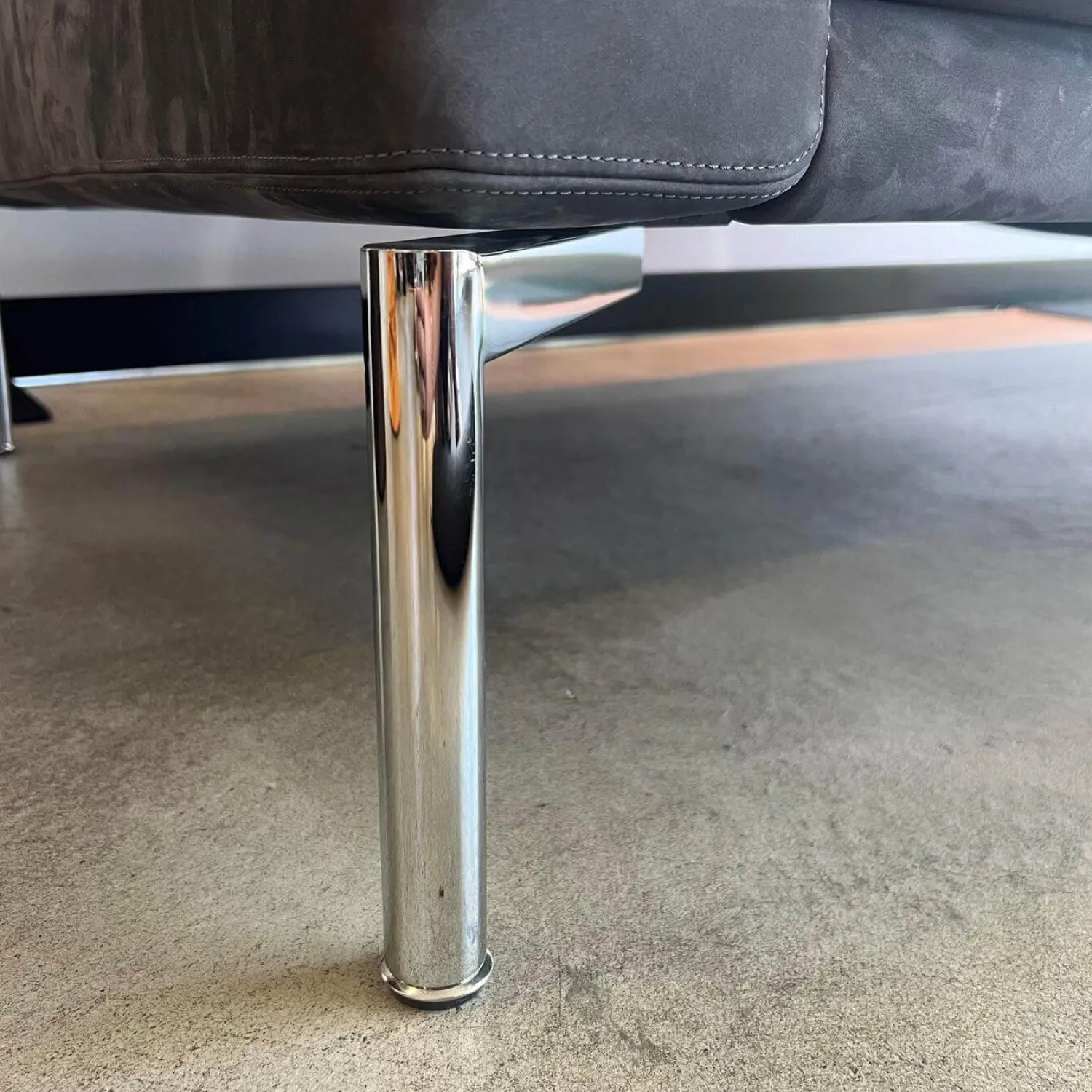 Walter Knoll 3-Sitzer-Sofas|2-Sitzer-Sofas|Sofa Jason 390 25 FLFR Leder Velvet 1481 Poppy Seed Grau Gestell Hochglanz Verchromt Mit Nackenrollen