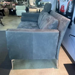 Walter Knoll 3-Sitzer-Sofas|2-Sitzer-Sofas|Sofa Jason 390 25 FLFR Leder Velvet 1481 Poppy Seed Grau Gestell Hochglanz Verchromt Mit Nackenrollen