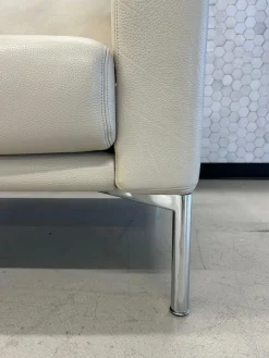 Walter Knoll 2-Sitzer-Sofas|Sofa Jason 390 20 Leder Sierra Dune Beige Gestell Silber Hochglanz Verchromt inkl. Funktionsarmlehnen