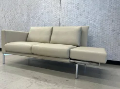 Walter Knoll 2-Sitzer-Sofas|Sofa Jason 390 20 Leder Sierra Dune Beige Gestell Silber Hochglanz Verchromt inkl. Funktionsarmlehnen