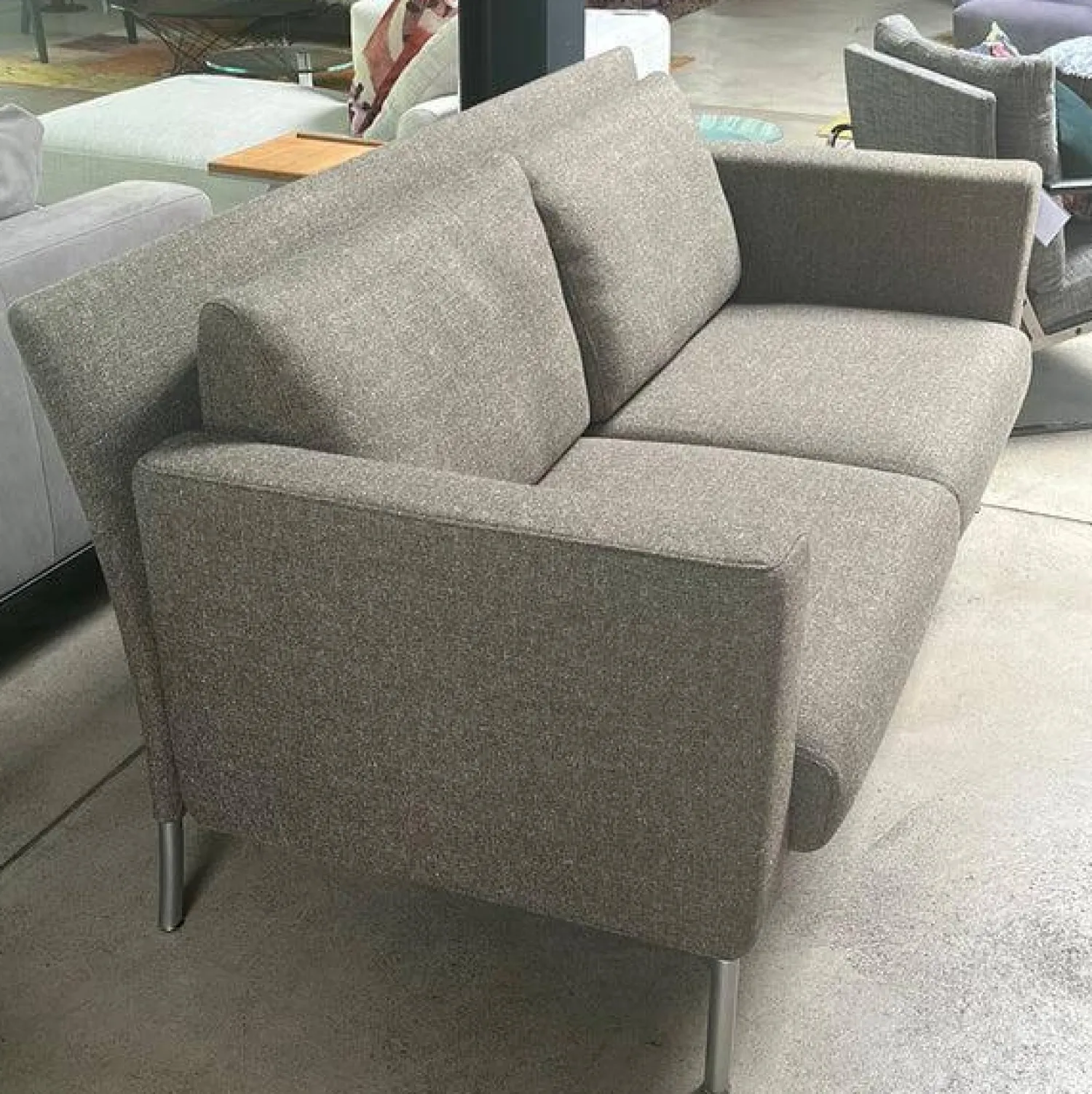 Walter Knoll 2-Sitzer-Sofas|Sofa Jason 390-25 FLFR Stoff Kuro Limestone Gestell Velourmatt