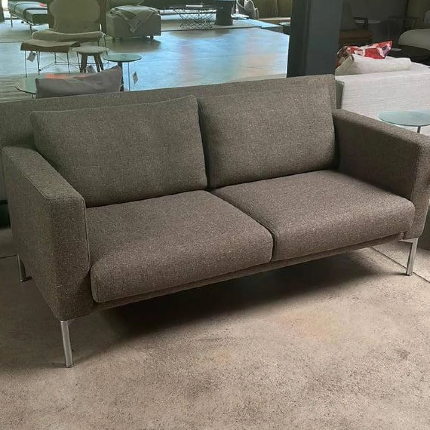 Walter Knoll 2-Sitzer-Sofas|Sofa Jason 390-25 FLFR Stoff Kuro Limestone Gestell Velourmatt