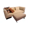 freistil Rolf Benz 2-Sitzer-Sofas|Sofa K SOB 160 202 Stoff 7463 Kieselgrau Grau Stahlkufe Tiefschwarz Mit Hocker Und Kissen