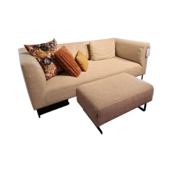 freistil Rolf Benz 2-Sitzer-Sofas|Sofa K SOB 160 202 Stoff 7463 Kieselgrau Grau Stahlkufe Tiefschwarz Mit Hocker Und Kissen