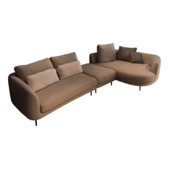Rolf Benz Ecksofas|Sofa Kumo Stoff 24 550 Grau Beige Gussfuß Aluminium Glatt Matt Schwarz Pulverbeschichtet Inklusive Kissen