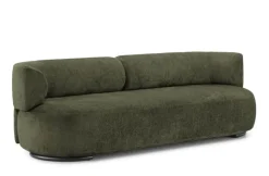 Kartell 3-Sitzer-Sofas|Sofa K-´Waiting Stoff Chenille Grün Füße Stahl Schwarz Lackiert