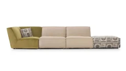 Sophisticated Living 3-Sitzer-Sofas|Sofa Lazy Bezug Stoff Mamaye 201 Beigegrau Meliert Inklusive Hocker