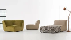 Sophisticated Living 3-Sitzer-Sofas|Sofa Lazy Bezug Stoff Mamaye 201 Beigegrau Meliert Inklusive Hocker