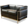 Cassina 2-Sitzer-Sofas|Sofa LC2 2C Leder Scozia Gruppe 13X606 Grafite Schwarz Gestell Verchromt