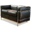 Cassina 2-Sitzer-Sofas|Sofa LC2 2C Leder X Scozia Gruppe 13X606 Grafite Schwarz Gestell Verchromt