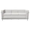 Cassina 3-Sitzer-Sofas|Sofa LC2 3-Sitzig Leder LCX Weiß Gestell Verchromt
