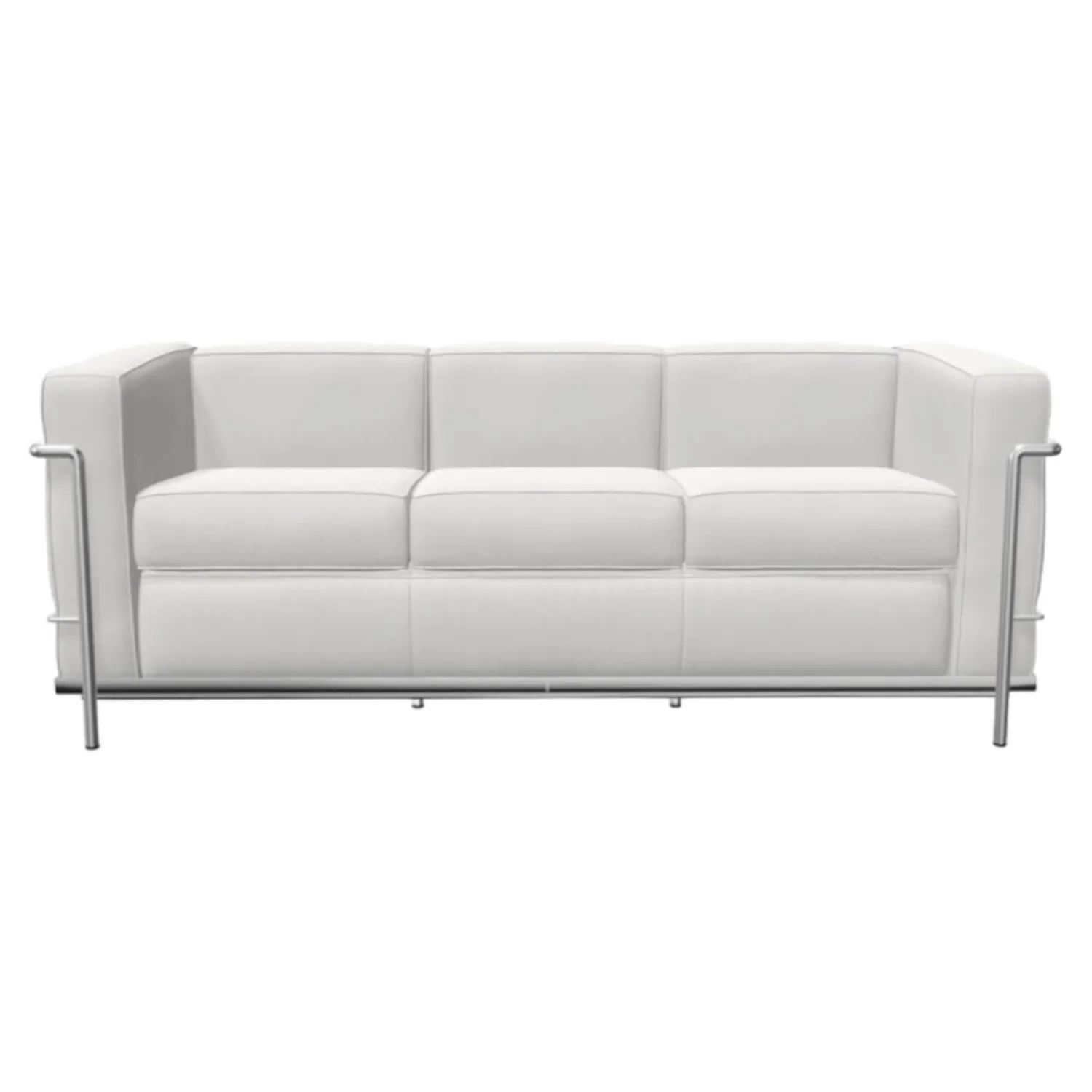 Cassina 3-Sitzer-Sofas|Sofa LC2 3-Sitzig Leder LCX Weiß Gestell Verchromt