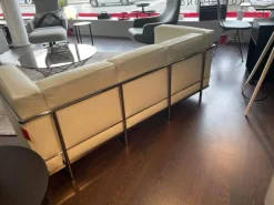 Cassina 3-Sitzer-Sofas|Sofa LC2 3-Sitzig Leder LCX Weiß Gestell Verchromt