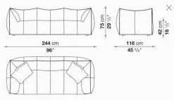 B&B Italia 2-Sitzer-Sofas|Sofa Le Bambole Granbambola Stoff Bouclé Sila Weiß Gestell Polyethylen Inklusive Rückenkissen