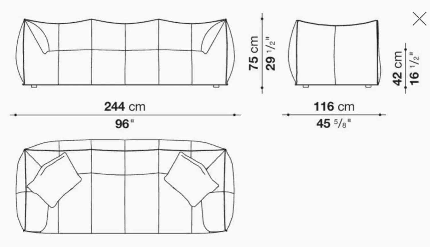 B&B Italia 2-Sitzer-Sofas|Sofa Le Bambole Granbambola Stoff Bouclè Sila Taubengrau Gestell Polyethylen Inklusive Rückenkissen