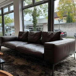 Flexform 3-Sitzer-Sofas|Sofa Lifesteel 14C04 Leder Pelle Deluxe 619 Braun Füße Metall Brüniert Inklusive Kissen