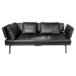 Walter Knoll 2-Sitzer-Sofas|Sofa Living Platform Leder Classic Black Schwarz Gestell Matt Pulverbeschichtet Schwarz