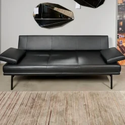Walter Knoll 2-Sitzer-Sofas|Sofa Living Platform Leder Classic Black Schwarz Gestell Matt Pulverbeschichtet Schwarz