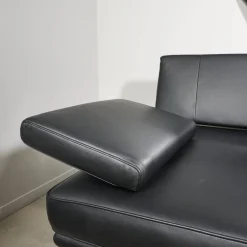 Walter Knoll 2-Sitzer-Sofas|Sofa Living Platform Leder Classic Black Schwarz Gestell Matt Pulverbeschichtet Schwarz