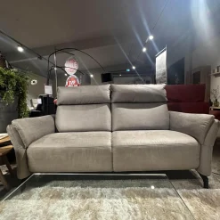 Polsteria 2-Sitzer-Sofas|Sofa Lodi Bezug Stoff Gringo Taupe Grau Metalleckfuß Schwarz Matt