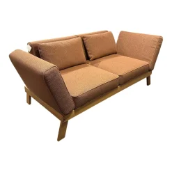Brühl 2-Sitzer-Sofas|Sofa Lofoten Lounge Stoff 5275 51 Orange Braun Gestell Eiche Hell Geölt