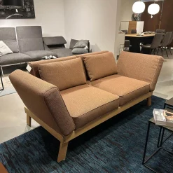 Brühl 2-Sitzer-Sofas|Sofa Lofoten Lounge Stoff 5275 51 Orange Braun Gestell Eiche Hell Geölt
