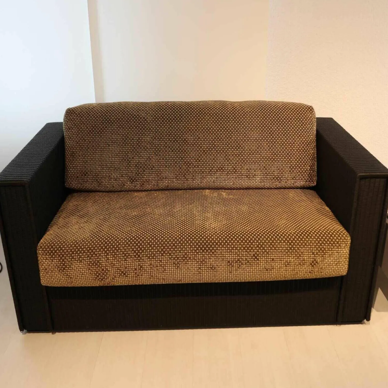 Accente 2-Sitzer-Sofas|Sofa Loft Small 150 Stoff Holzrahmen Mit Geflecht Bezogen Braun Schwarz