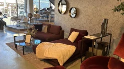 Bielefelder Werkstätten Ecksofas|Sofa Long Island Stoff Cooper BW 1779 111 Rot Fuß Eiche Wengefarbig Gebeizt Schwarz Inklusive Tisch Terrazzo Levanto Und Kissen