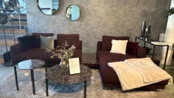 Bielefelder Werkstätten Ecksofas|Sofa Long Island Stoff Cooper BW 1779 111 Rot Fuß Eiche Wengefarbig Gebeizt Schwarz Inklusive Tisch Terrazzo Levanto Und Kissen