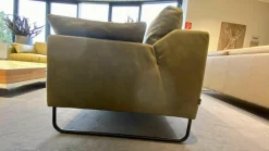 Tommy M 2-Sitzer-Sofas|Sofa L-Tiffany Leder 19043 Olive Grün mit Rolle und Kissen