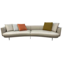 Walter Knoll Wohnlandschaften|3-Sitzer-Sofas|Sofa Maaru 850 Leder Elen 1218 Cosy Grey Beige Gestell Bronze Schwarz Matt Pulverbeschichtet Mit 5 Kissen
