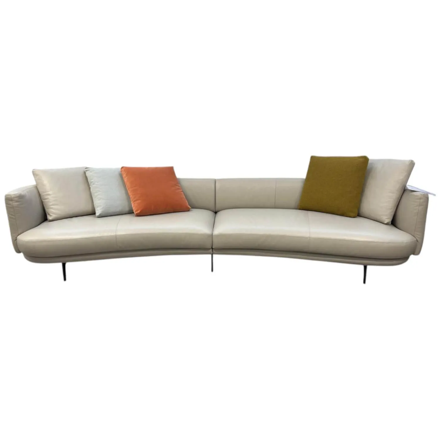 Walter Knoll Wohnlandschaften|3-Sitzer-Sofas|Sofa Maaru 850 Leder Elen 1218 Cosy Grey Beige Gestell Bronze Schwarz Matt Pulverbeschichtet Mit 5 Kissen