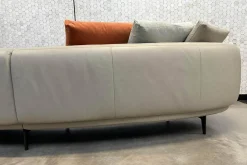 Walter Knoll Wohnlandschaften|3-Sitzer-Sofas|Sofa Maaru 850 Leder Elen 1218 Cosy Grey Beige Gestell Bronze Schwarz Matt Pulverbeschichtet Mit 5 Kissen