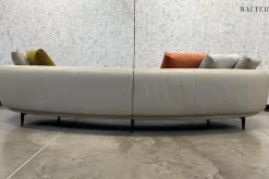 Walter Knoll Wohnlandschaften|3-Sitzer-Sofas|Sofa Maaru 850 Leder Elen 1218 Cosy Grey Beige Gestell Bronze Schwarz Matt Pulverbeschichtet Mit 5 Kissen