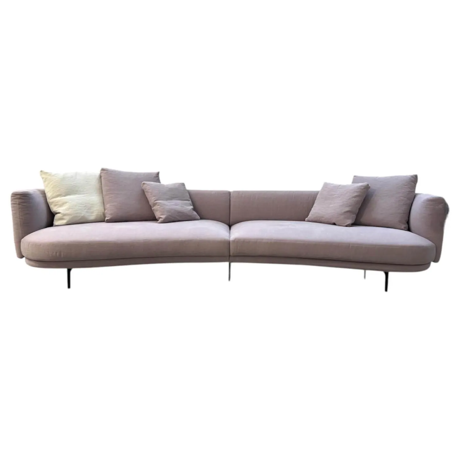 Walter Knoll Wohnlandschaften|3-Sitzer-Sofas|Sofa Maaru 850 Stoff Lino 7899 Magnolia Violett Gestell Schwarz Matt Pulverbeschichtet Inklusive 5 Kissen