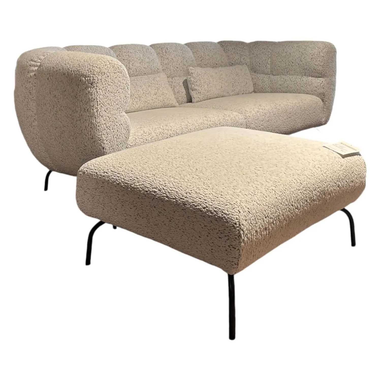 Brühl 2-Sitzer-Sofas|Sofa Magnolia Stoff 6450 49 Grau Metall Schwarz Pulverbeschichtet Inklusive Hockerbank