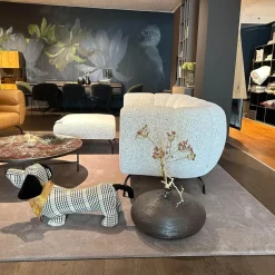 Brühl 2-Sitzer-Sofas|Sofa Magnolia Stoff 6450 49 Grau Metall Schwarz Pulverbeschichtet Inklusive Hockerbank